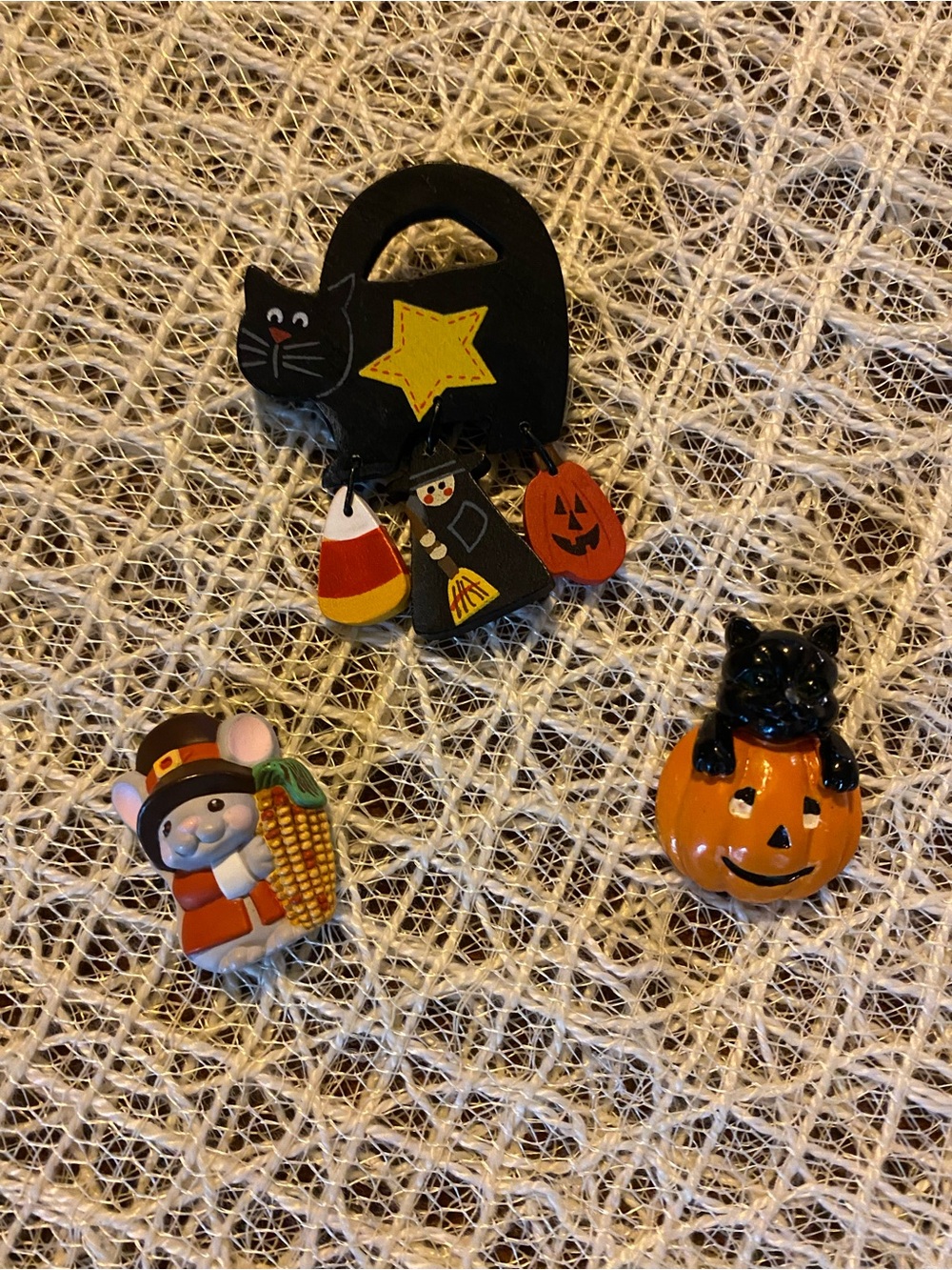 3 Vtg. Fall Themed Brooches